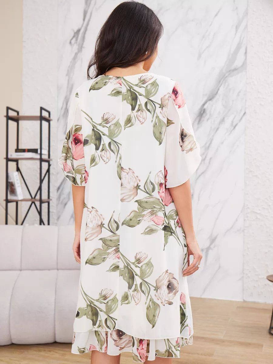 Judith™ | Elegant chiffon dress with floral print