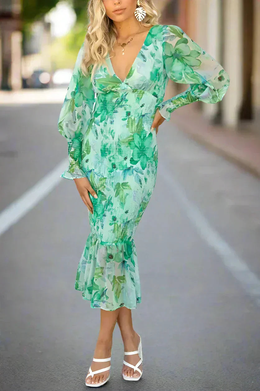 Melissa™ | Floral Ruffle Midi Dress
