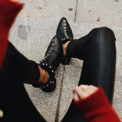Suede/Leather Ankle Boots for Women – Boho Chic Style with Studs | Comfortable and Versatile