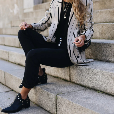 Suede/Leather Ankle Boots for Women – Boho Chic Style with Studs | Comfortable and Versatile