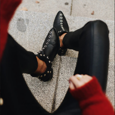 Suede/Leather Ankle Boots for Women – Boho Chic Style with Studs | Comfortable and Versatile