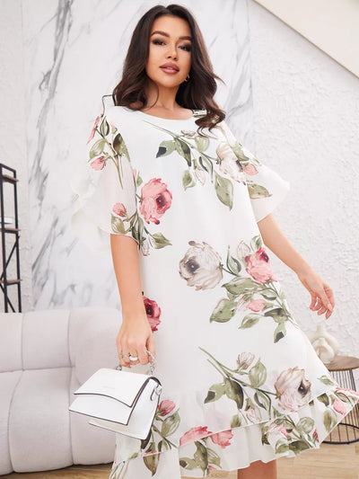 Judith™ | Elegant chiffon dress with floral print