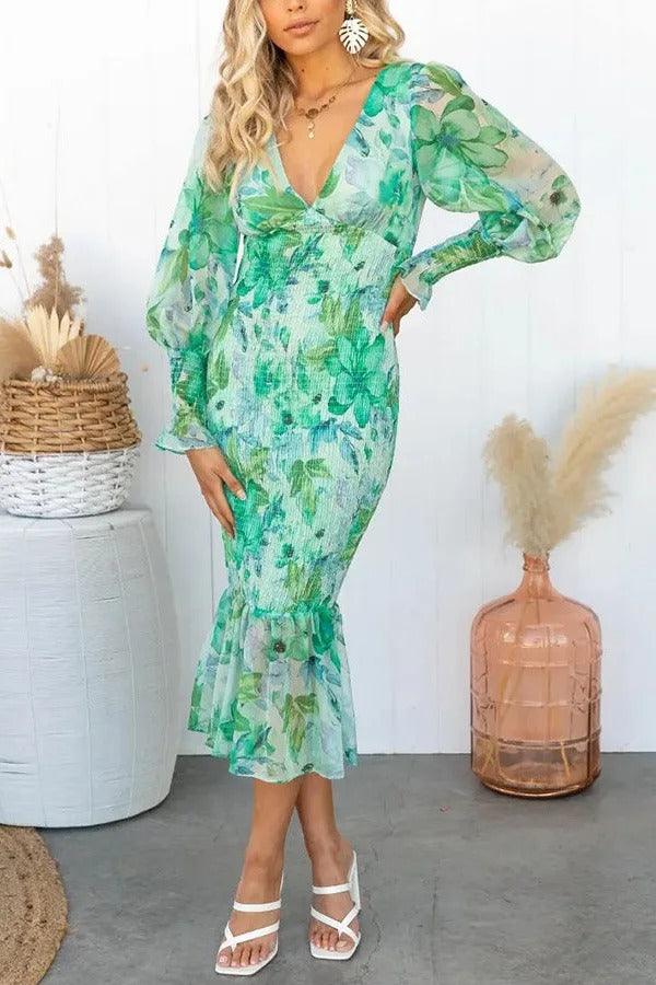 Melissa™ | Floral Ruffle Midi Dress