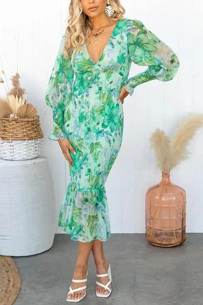Melissa™ | Floral Ruffle Midi Dress