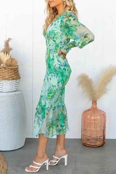 Melissa™ | Floral Ruffle Midi Dress