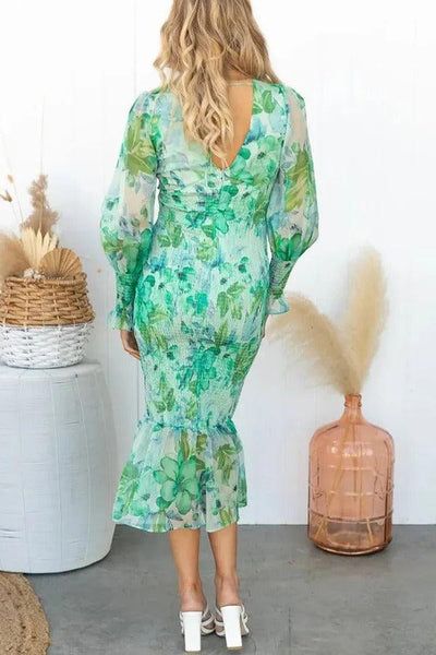 Melissa™ | Floral Ruffle Midi Dress