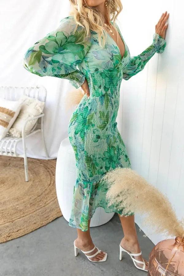 Melissa™ | Floral Ruffle Midi Dress