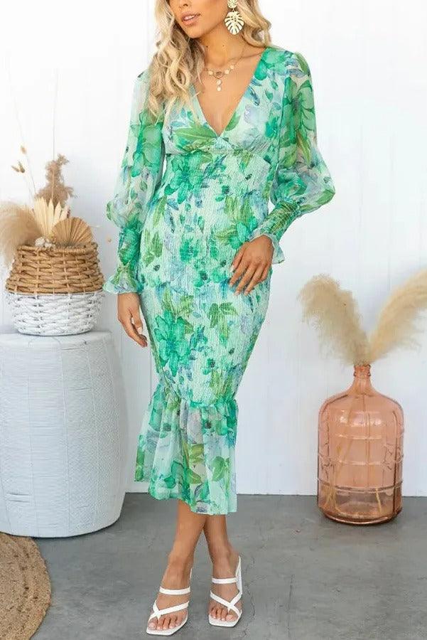 Melissa™ | Floral Ruffle Midi Dress