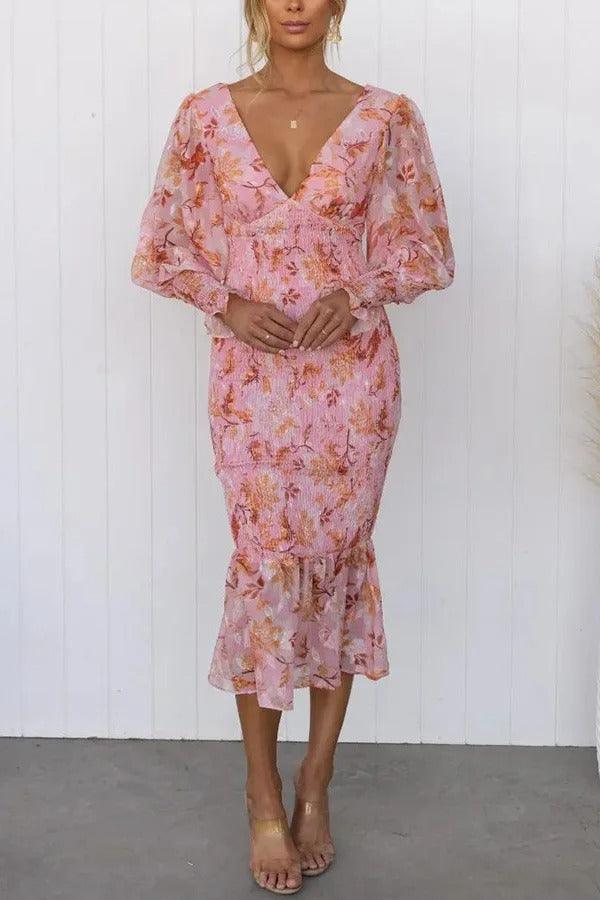 Melissa™ | Floral Ruffle Midi Dress