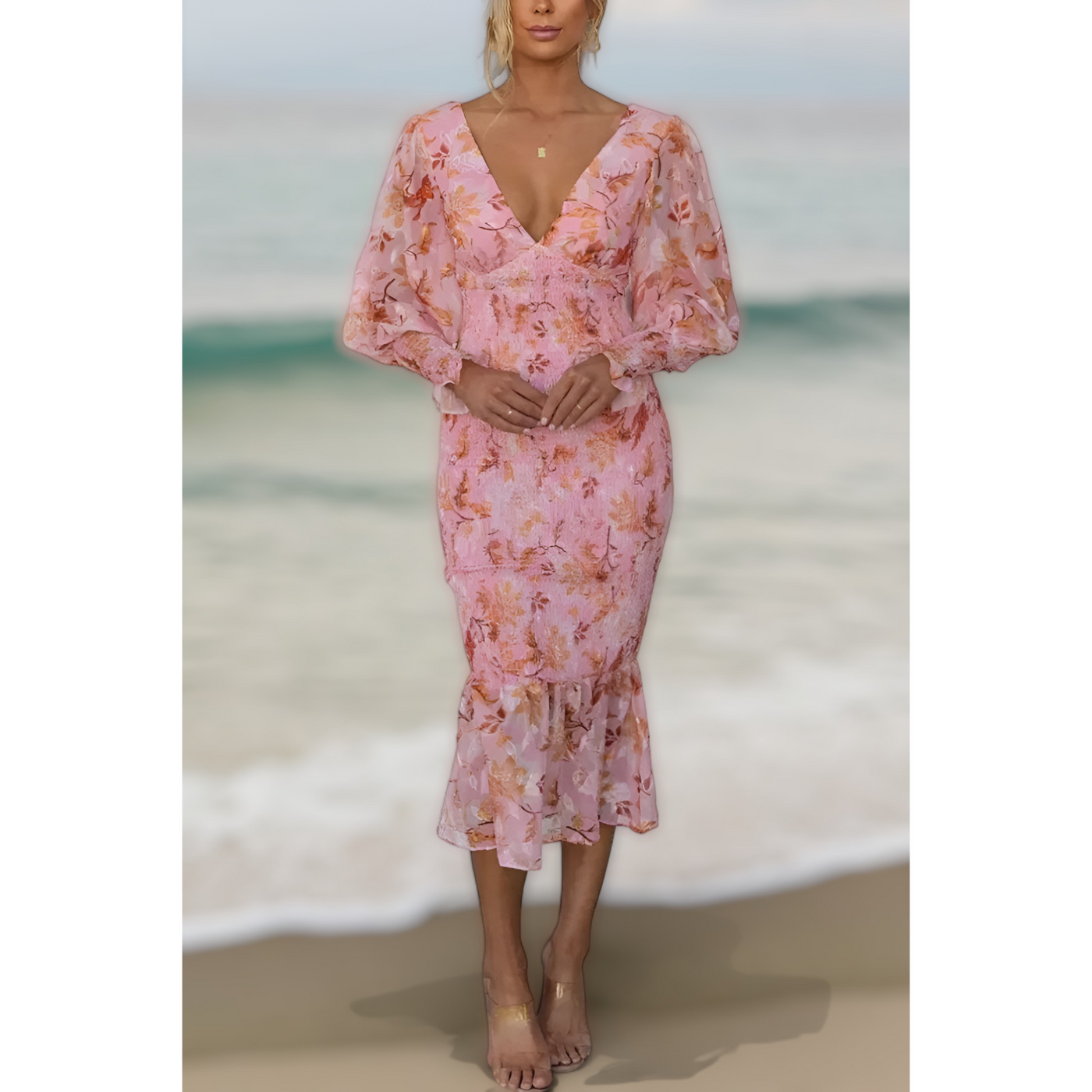 Melissa™ | Floral Ruffle Midi Dress